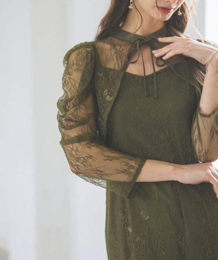 ドリードール ボレロレイヤーレースドレス 結婚式同窓会二次会 S