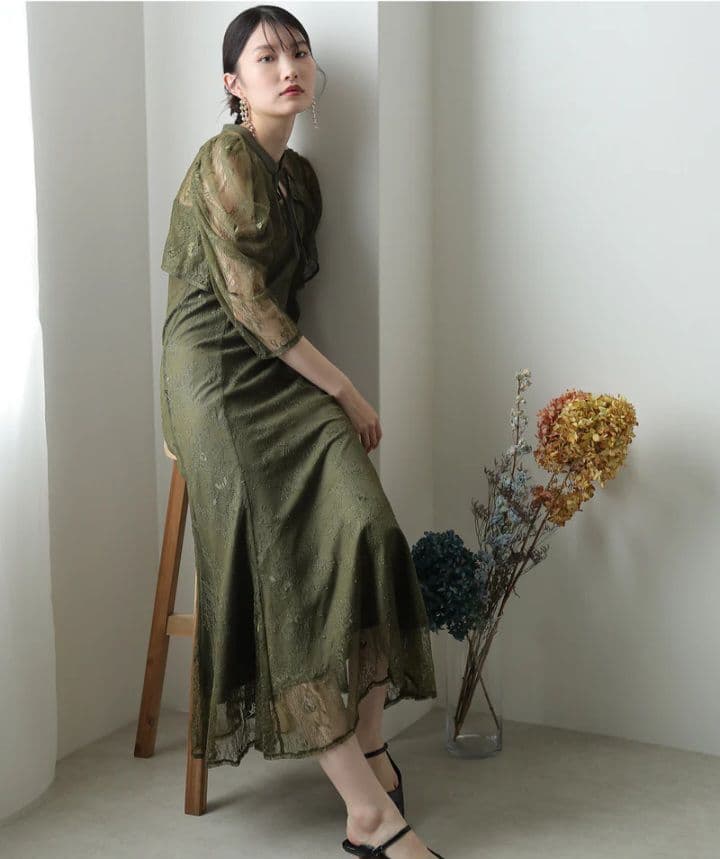 ドリードール ボレロレイヤーレースドレス 結婚式同窓会二次会 S