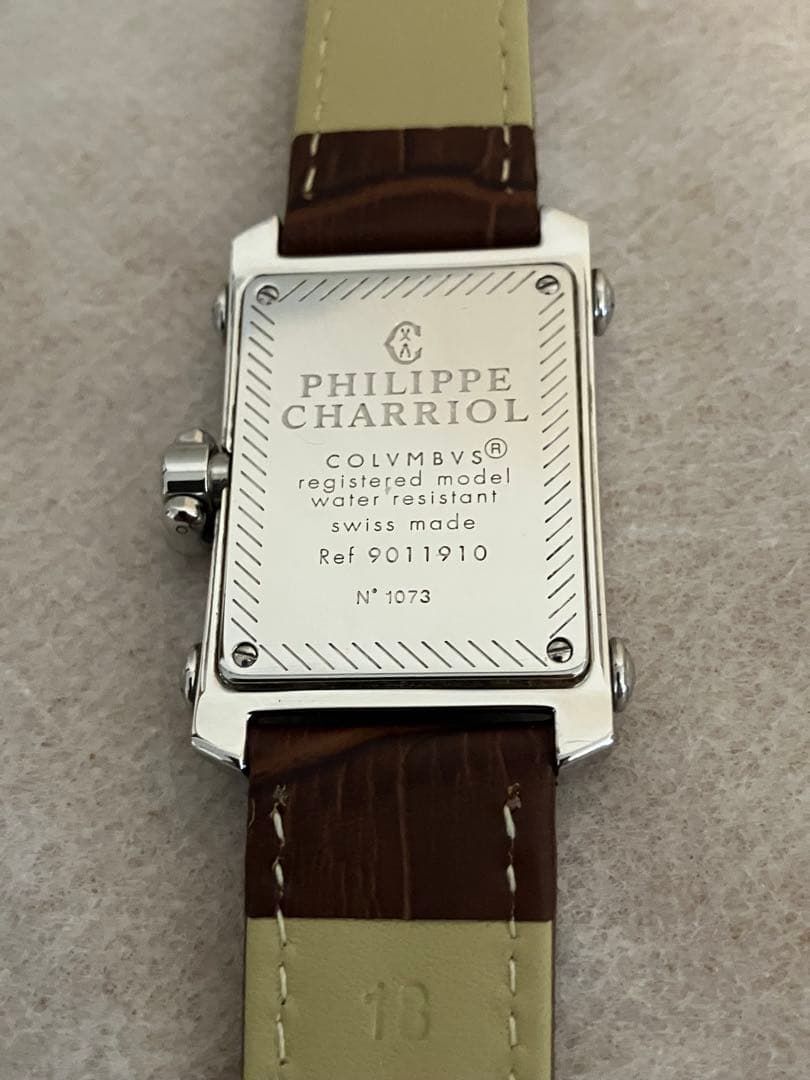 値下げ 稼働★PHILIPPE CHARIAL QZ腕時計 電池、皮ベルト新品