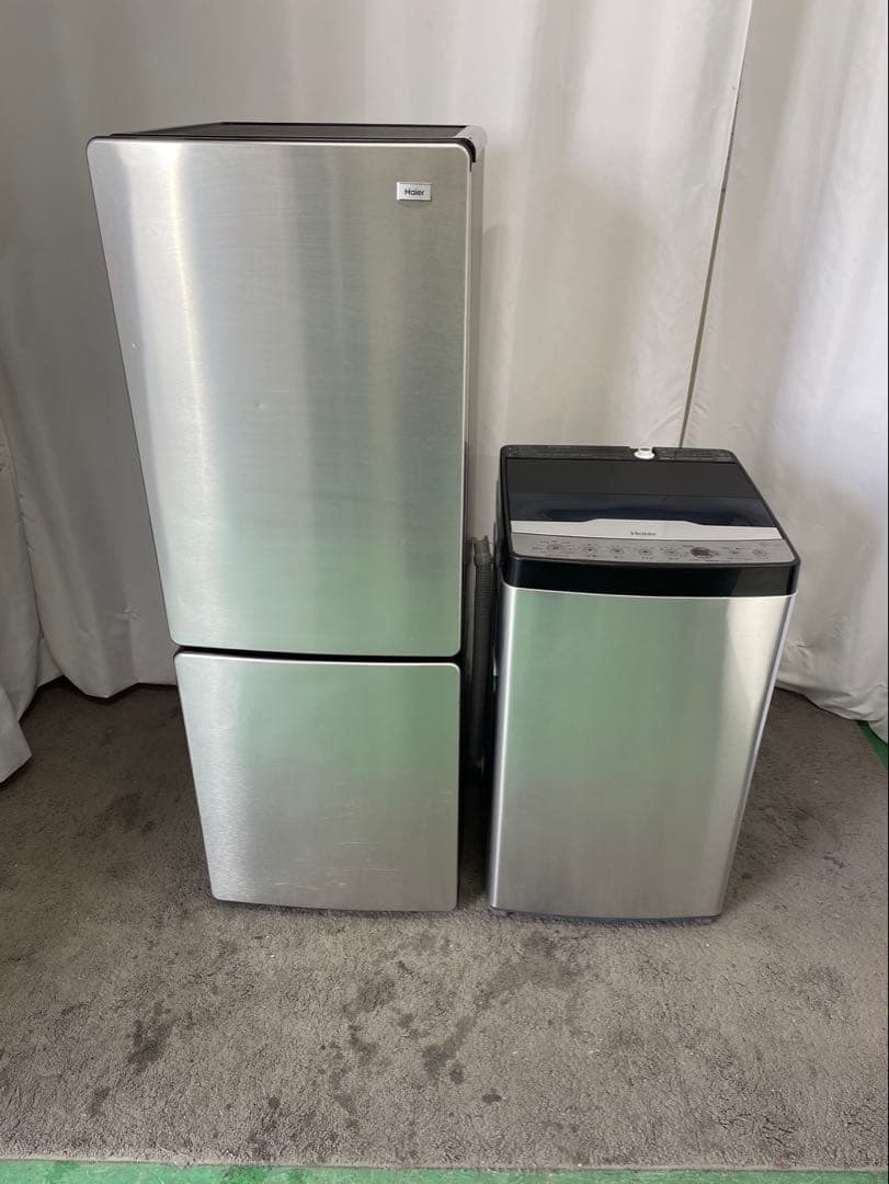 冷蔵庫　洗濯機5.5㌔　Haier　一人暮らし　設置無料　セット　安い　シルバー