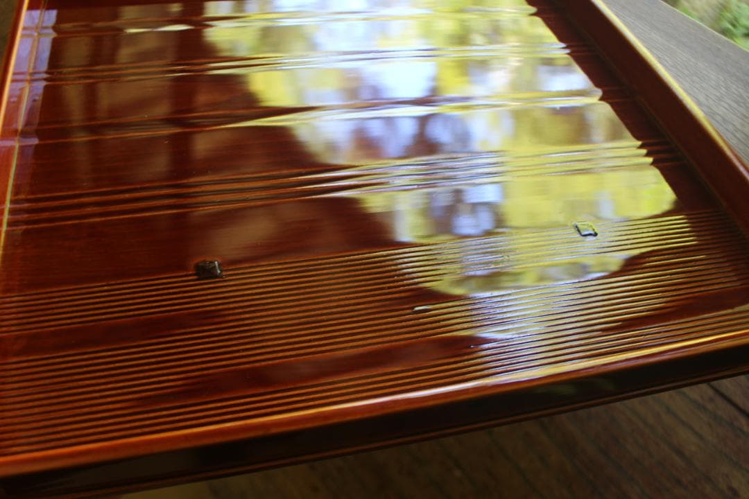 デッドストック！春慶塗の入れ子四方折敷大中小セット（検懐石盆お盆お膳