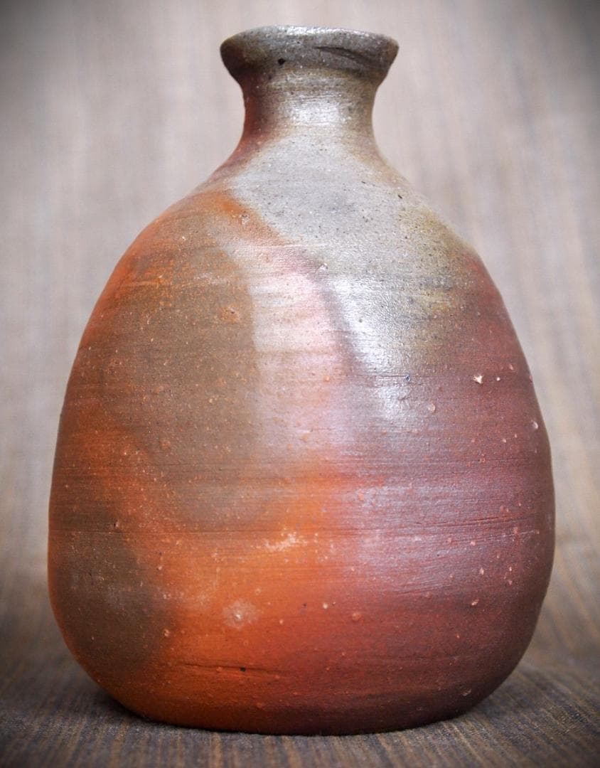 人気作家★中村和樹【師：中村真・中村六郎】★備前【窯変】徳利２★共箱・布