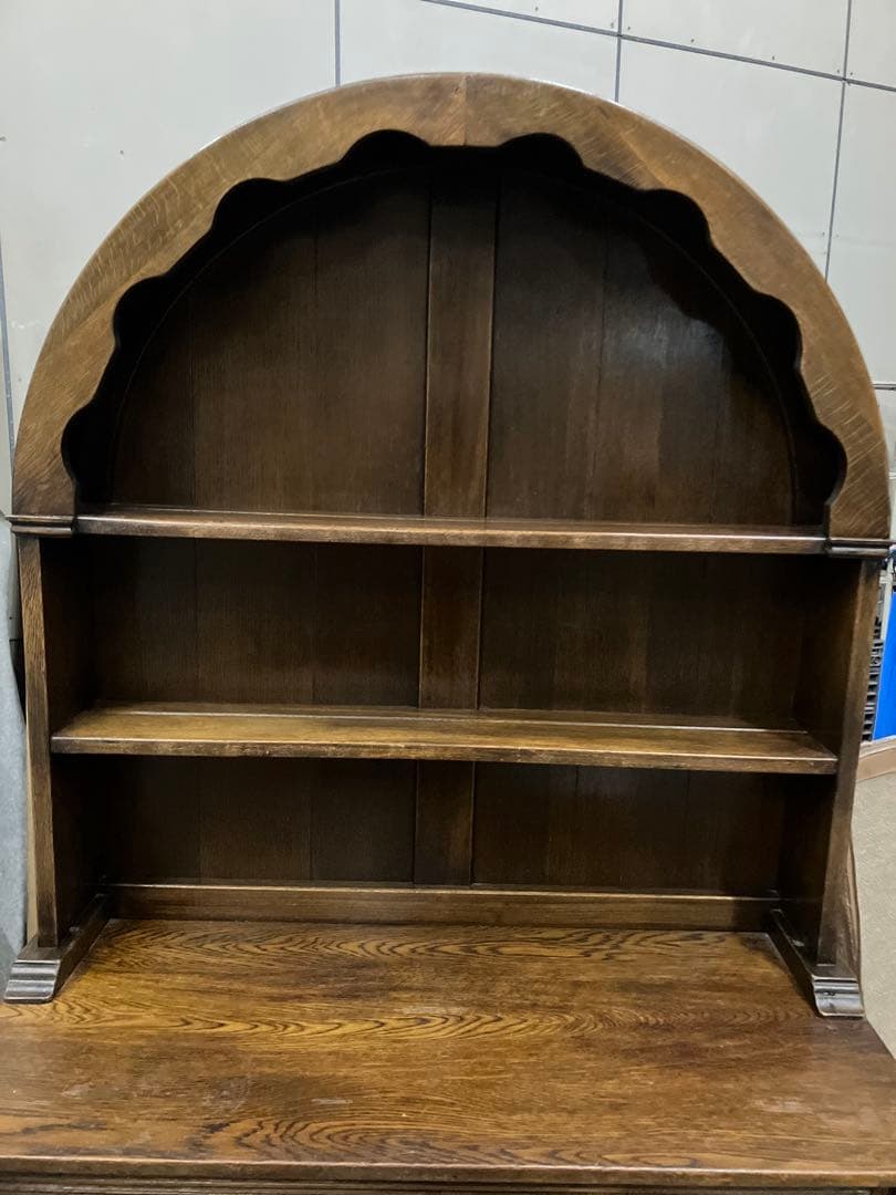 ◉西洋風アンティーク調ドーム型木製ハッチバック式三段収納棚コンディション良実用品