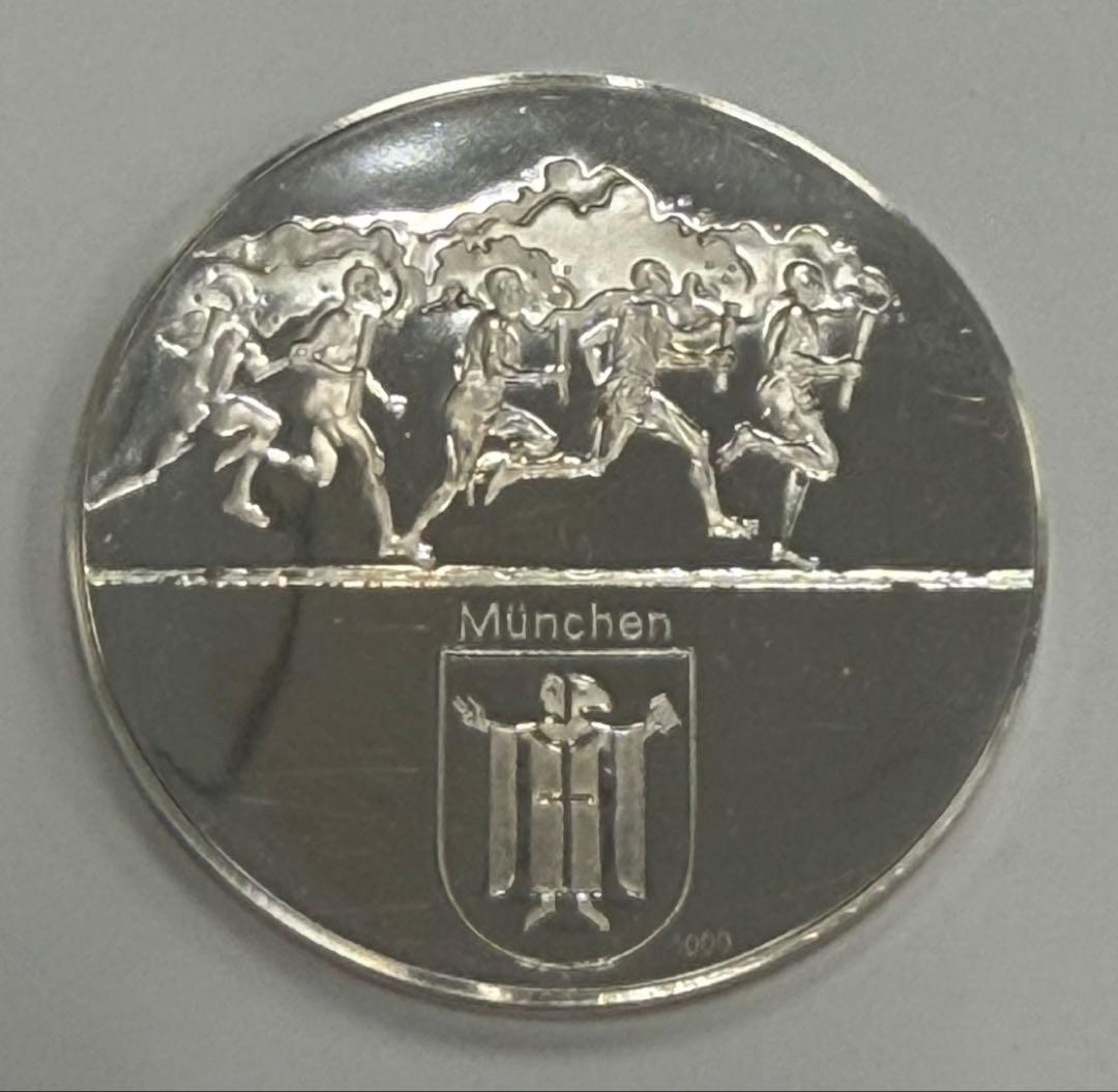 1972年第20回ミュンヘンオリンピック公式記念純銀メダル ハイグレード