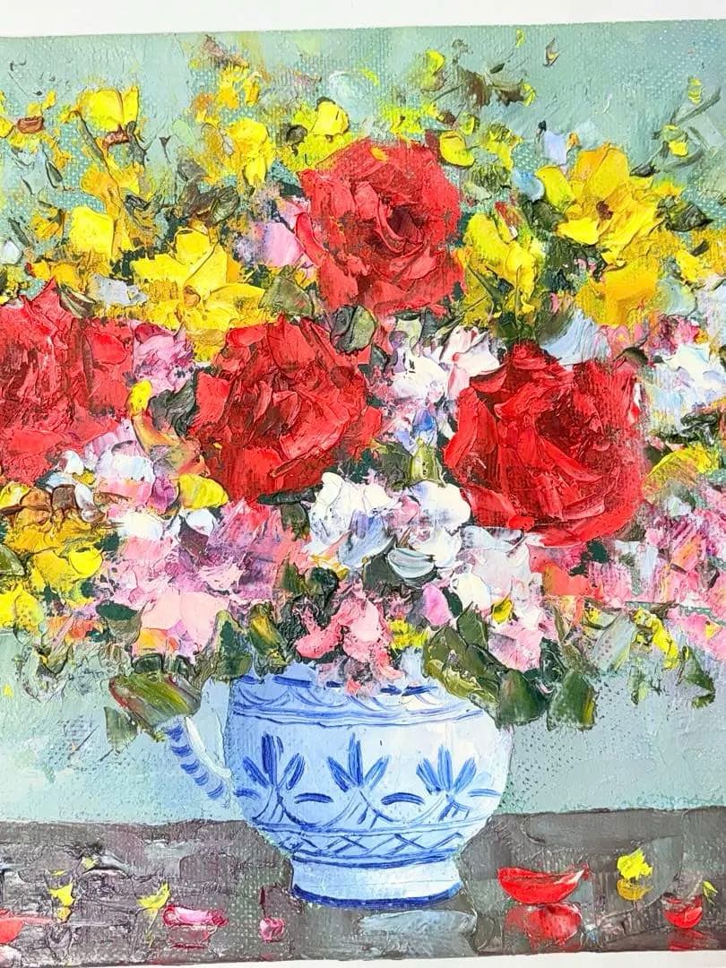 「薔薇」 　堀哲夫 【肉筆】油絵 油彩画 絵画 日本画 アート 花 直筆サイン有