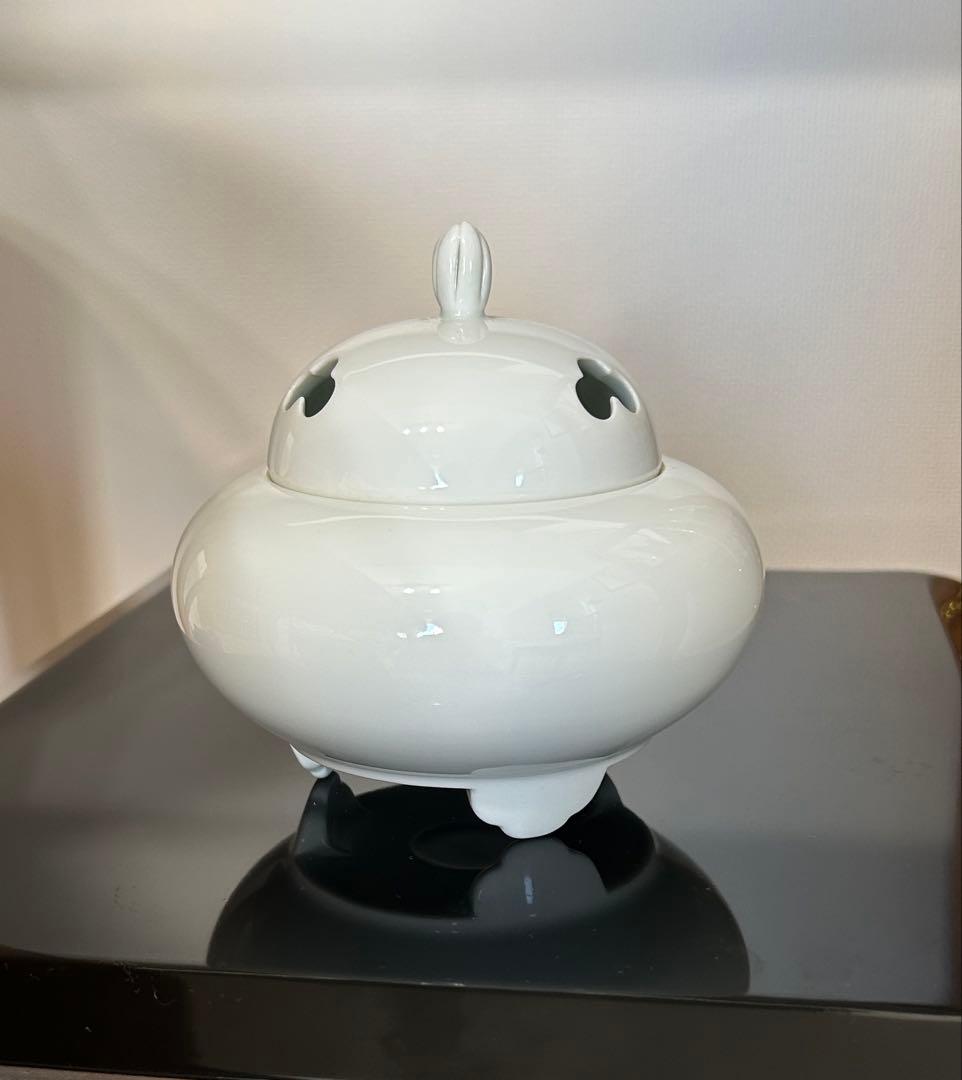 人間国宝　井上萬二本人作　白磁　香炉　香道具　茶道具