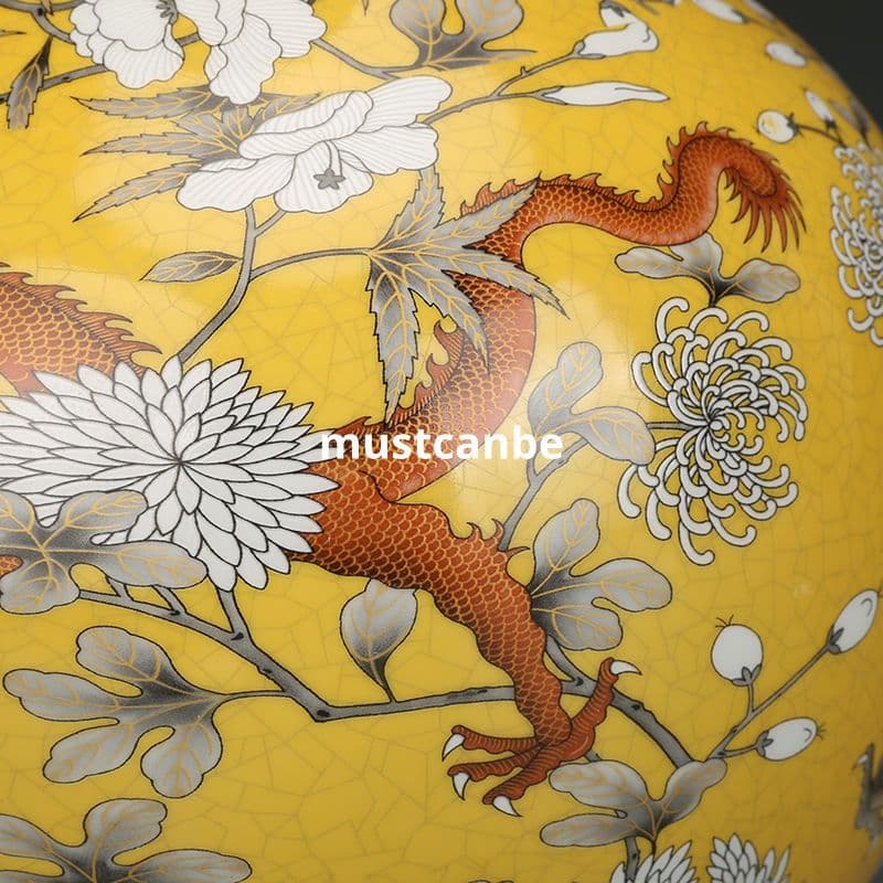 清光緒粉彩竜紋賞瓶 景徳鎮 陶磁器 装飾品 現代工芸品 美術品 置物