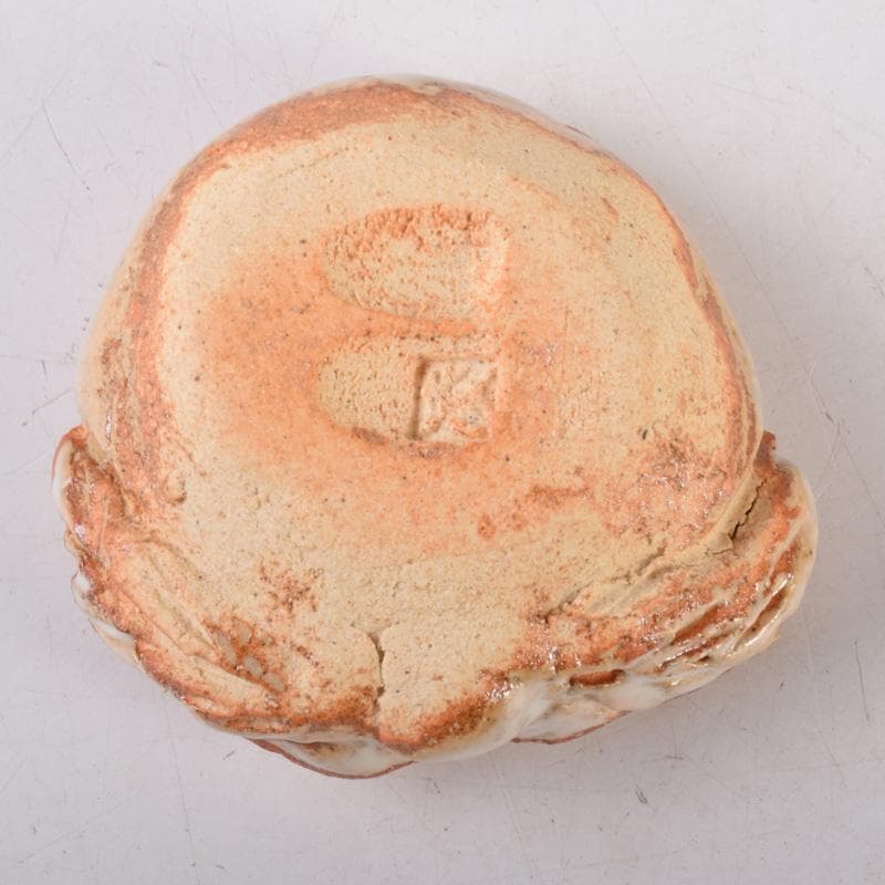 茶道具　萩焼　凌雲窯　小久保凌雲作　桃形　香合　共箱　V　8101