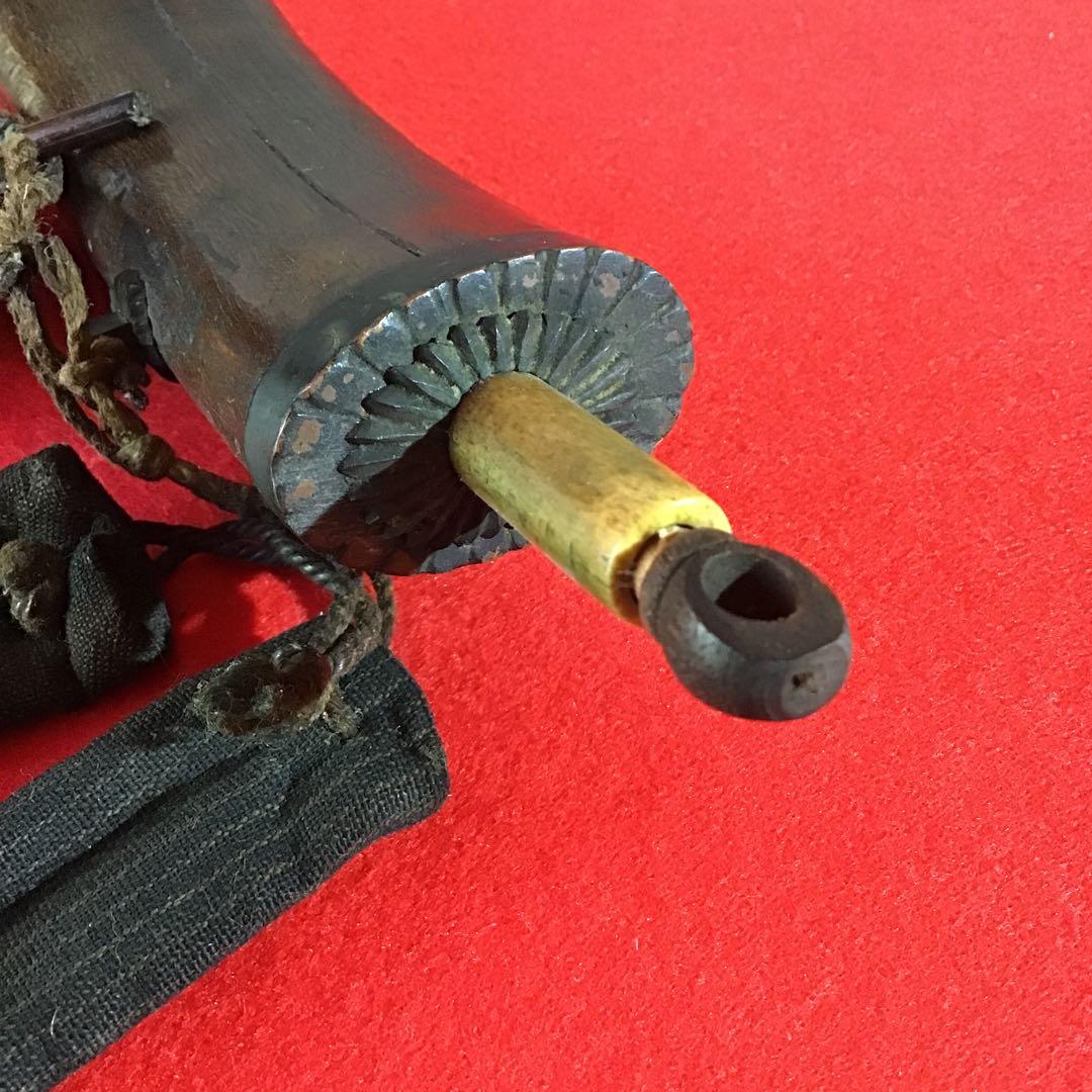 火縄銃　煙硝入　口薬入　玉袋2種　江戸期　マタギ民族資料