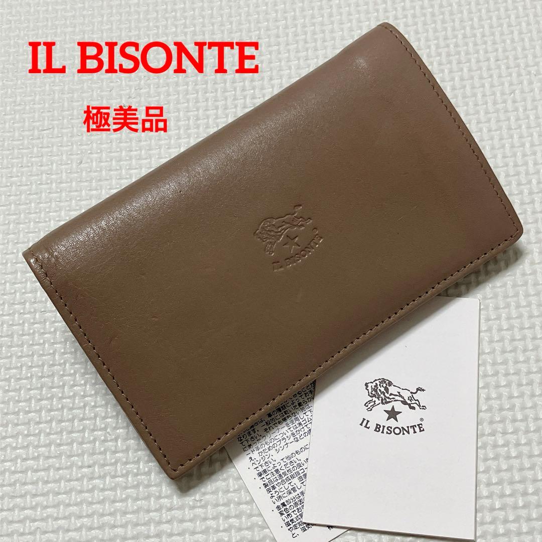 極美品　IL BISONTE イルビゾンテ　レザー二つ折り財布　グレージュ