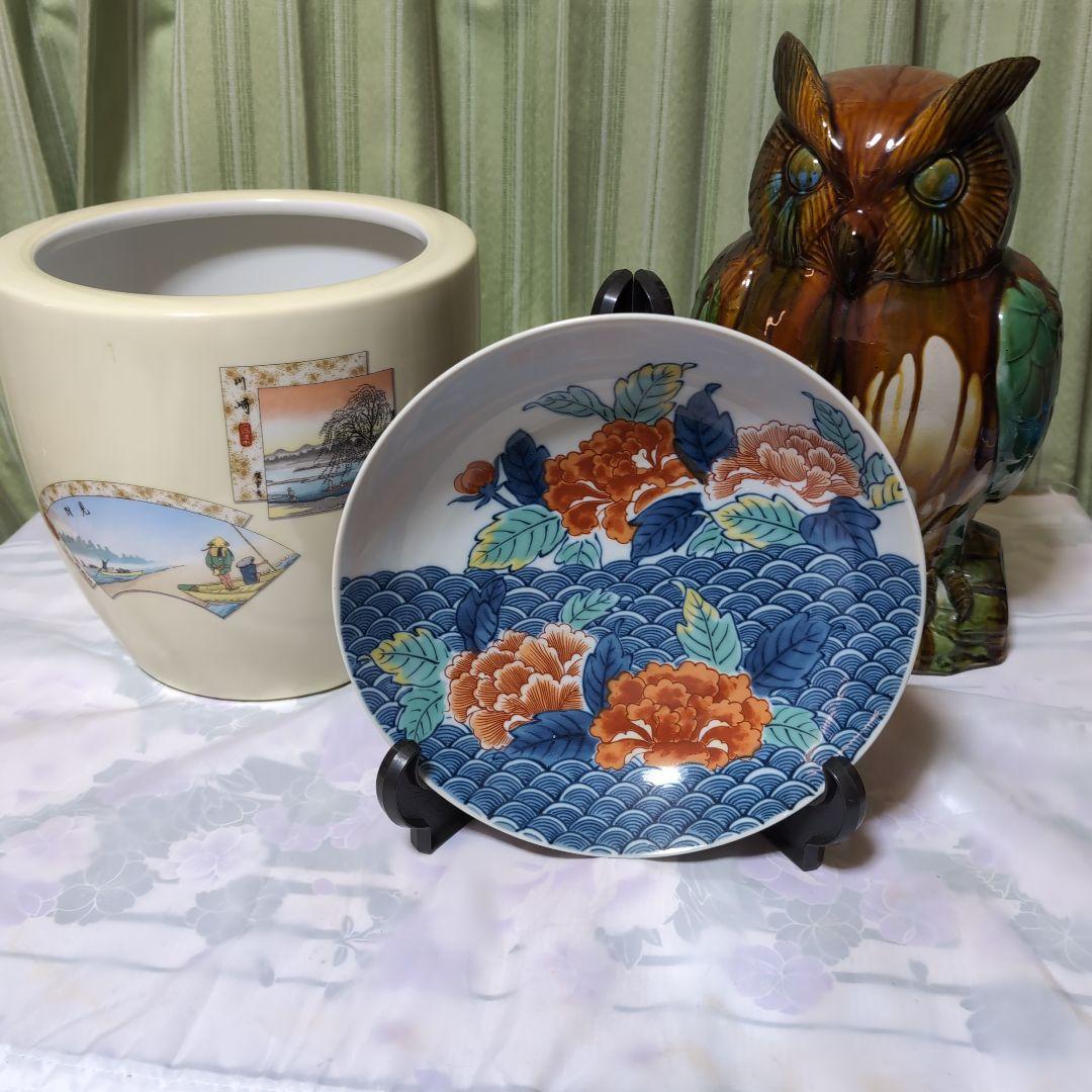 鍋島皿、フクロウ、ノリタケて火鉢３点セツト
