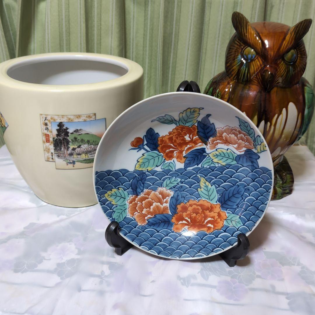 鍋島皿、フクロウ、ノリタケて火鉢３点セツト