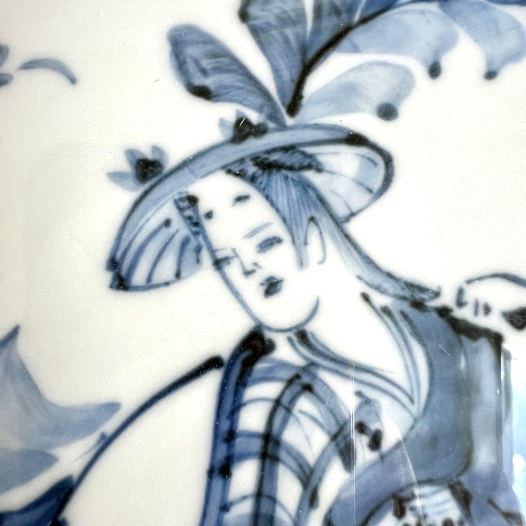 清水焼　初代村田幸之介 作 手造り 南画　貴婦人 陶額素材 陶板画 飾額