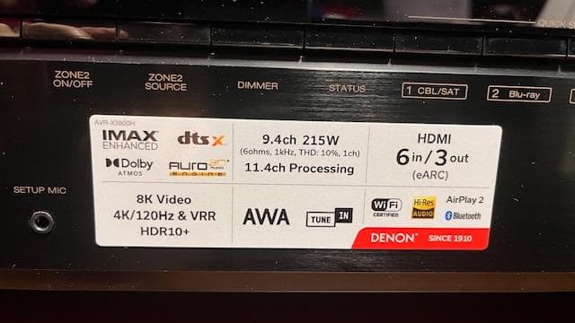 完動美品　DENON AVR-X3800H AVアンプ　25年5月28日購入品