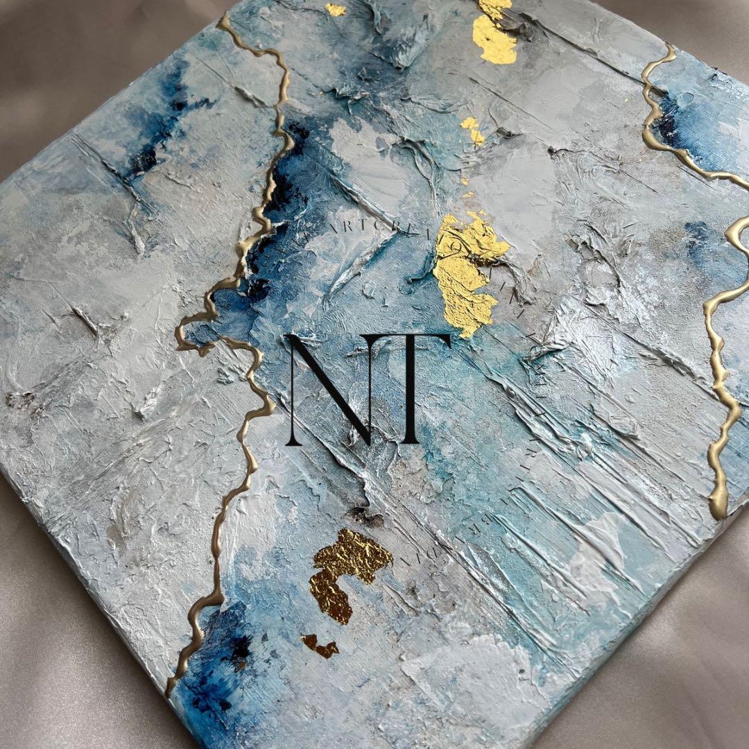 テクスチャーアート　絵画　インテリア　ニュアンス　海外　モダン　抽象画　青　沖縄