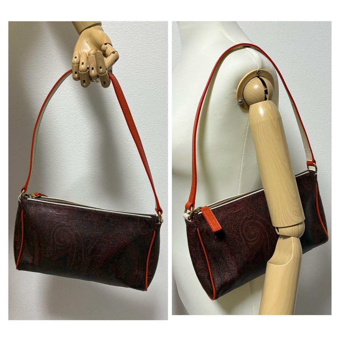 美品 エトロ ショルダーバッグ アクセサリーポーチ　ペイズリー柄 PVC レザー