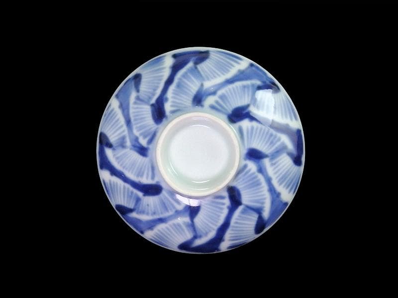 古伊万里　染付　花びら文様の図　小振蓋茶碗　２客　E877AS-fbss