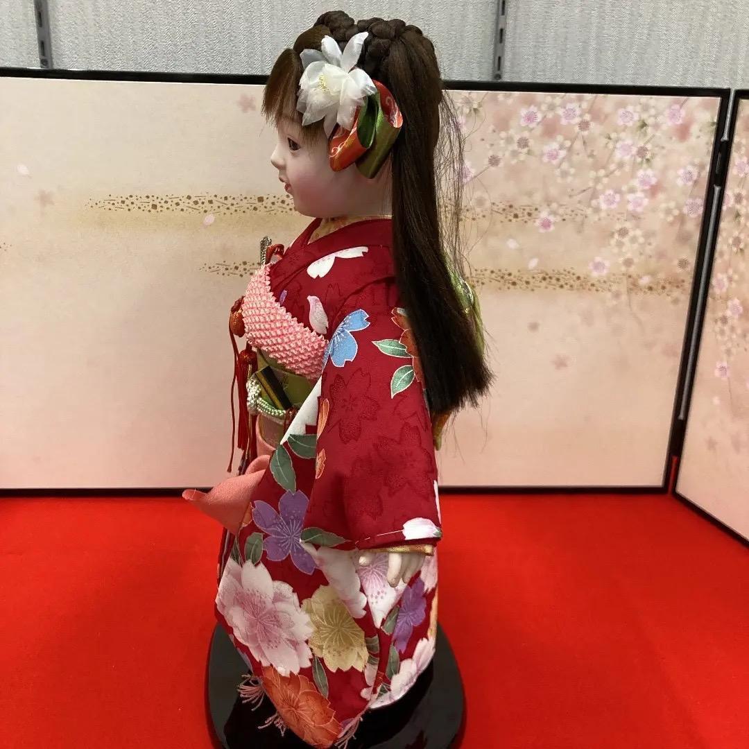 2203 可愛い市松人形　美品　市松人形　ポニーテール人形　高さ42.5㎝位