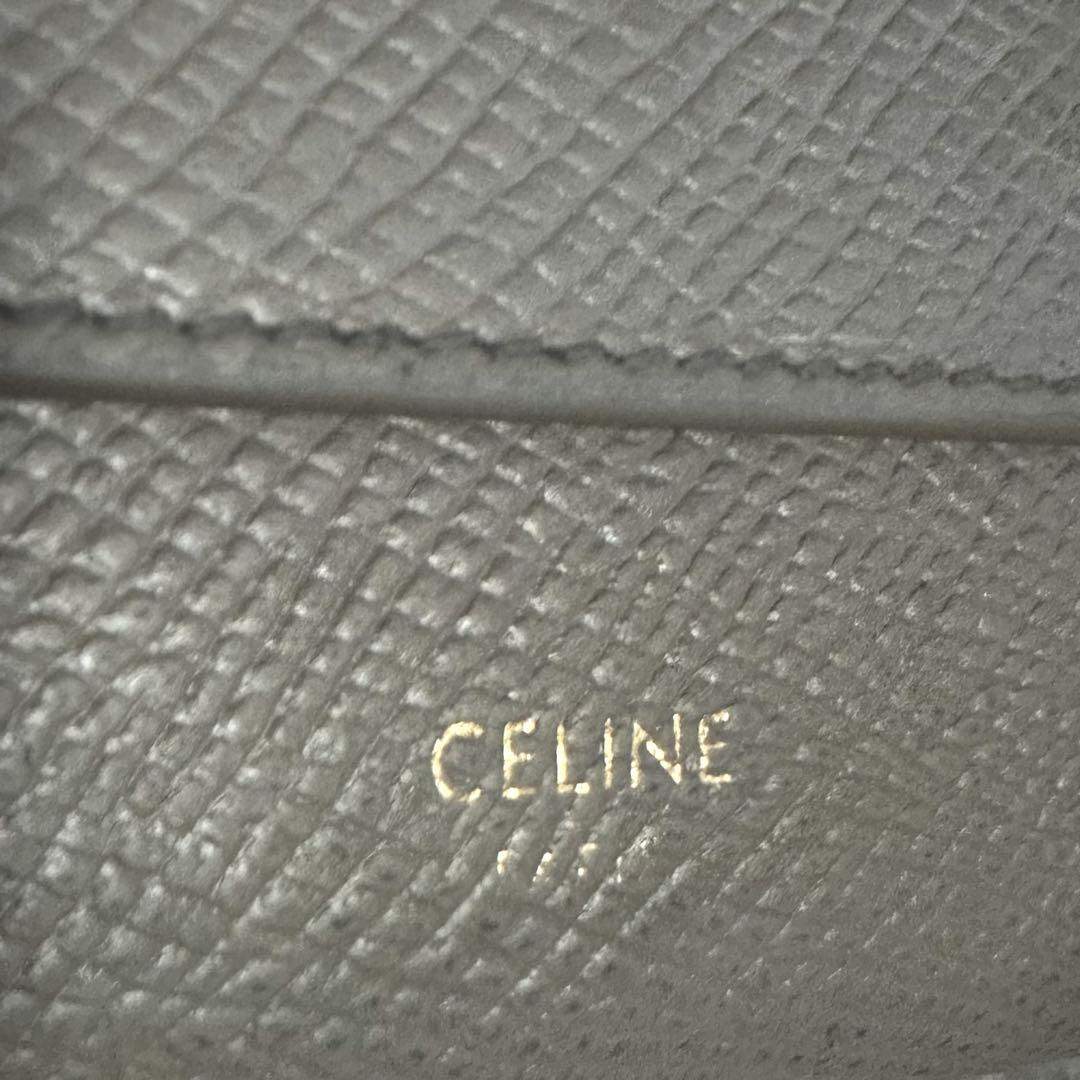 CELINEセリーヌ グレー レザー トリフォールドウォレット 三つ折り財布