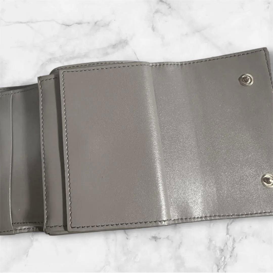 CELINEセリーヌ グレー レザー トリフォールドウォレット 三つ折り財布