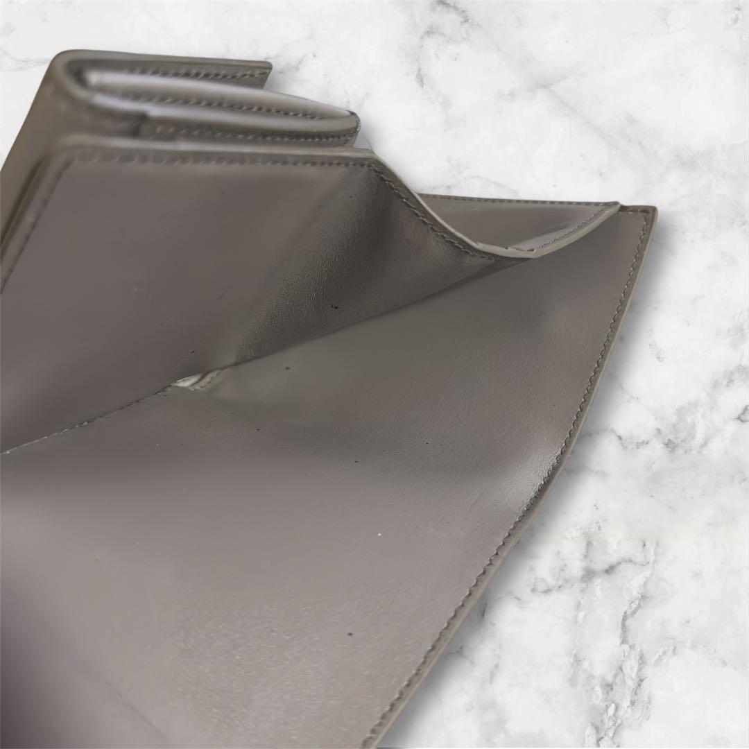CELINEセリーヌ グレー レザー トリフォールドウォレット 三つ折り財布