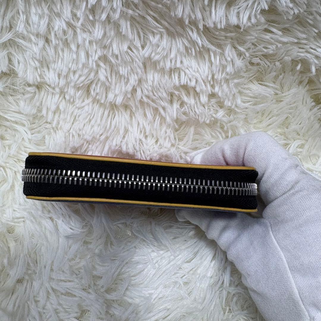 箱あり　マルニ　2つ折り　ラウンドジップ　バイカラー　青　赤　本革　保存袋