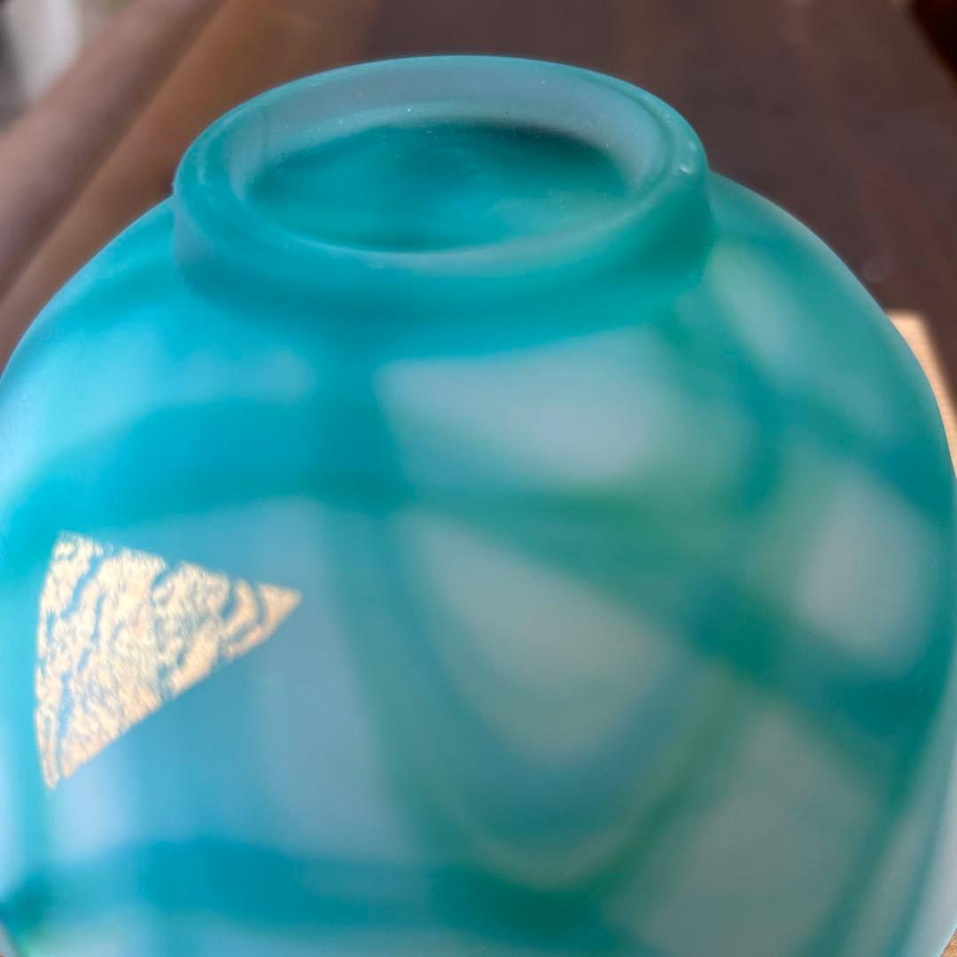 作家　ガラス作家　抹茶椀　茶道　金箔　マーブル模様　ヴァイオリン香合