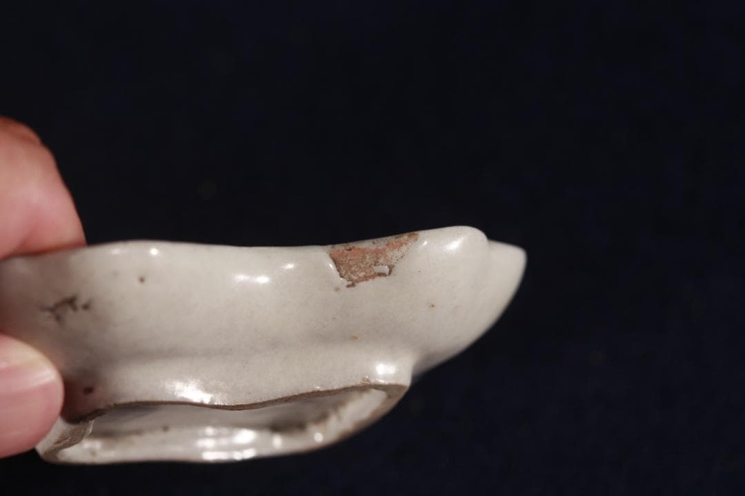 308　古伊万里染付紙摺印判更紗文様豆皿　無疵美品　江戸前期