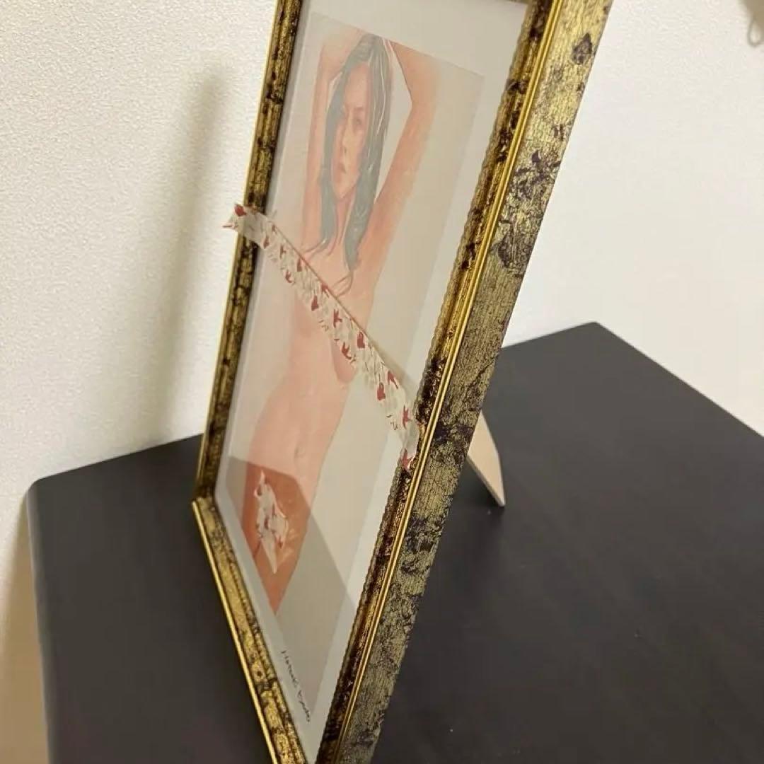 女優画16 額装品　額縁寸法32.7㎝×24.0㎝×1.5㎝　色鉛筆画　定款付