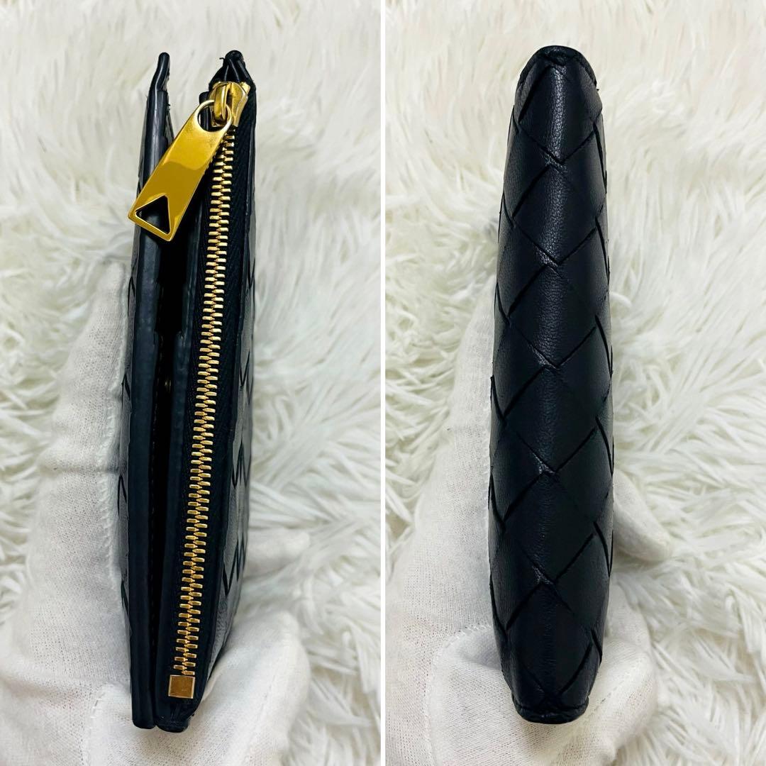 極美✨ボッテガヴェネタ 二つ折り財布 イントレ レザー ネイビー