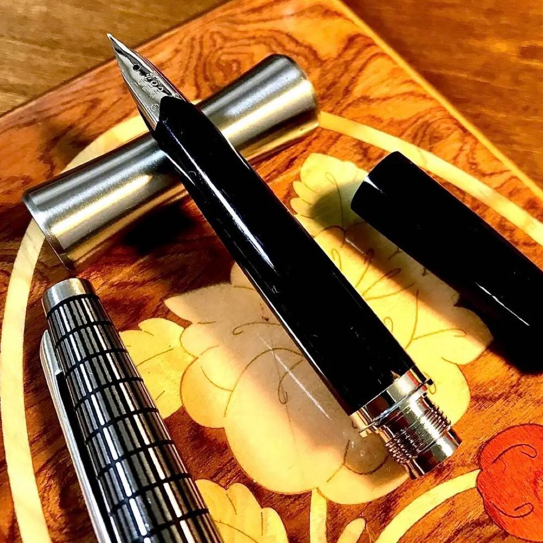 ☆超お勧め☆書き味抜群☆美しいパイロット万年筆エリート格子柄(M)シルバー