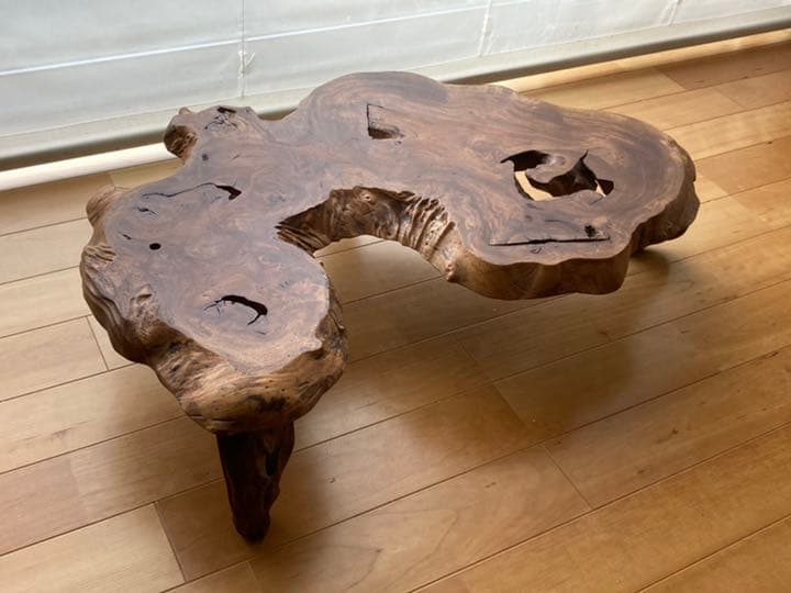 銘木自然木花台作家物／一枚板 テーブル