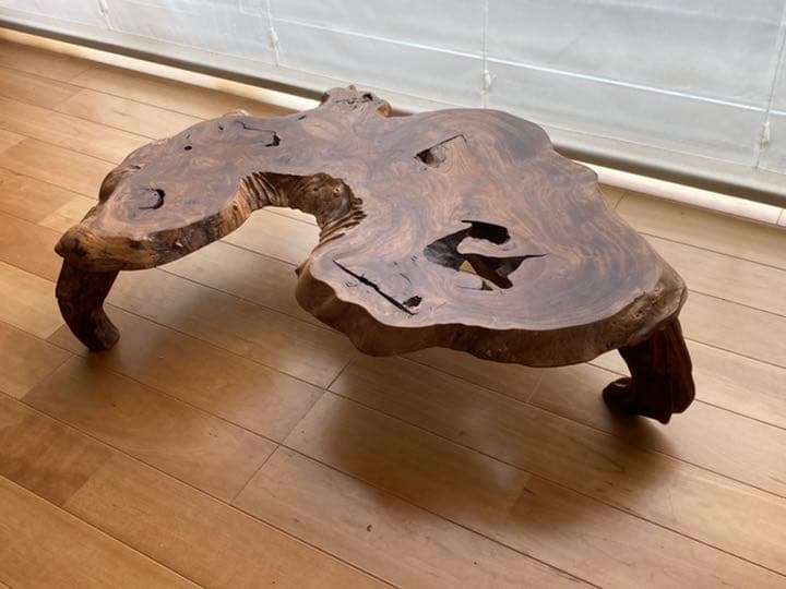 銘木自然木花台作家物／一枚板 テーブル