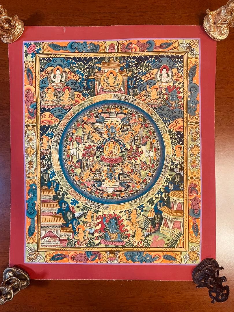 チベット密教 手描き曼荼羅（マンダラ）タンカ【新品・一点物】肉筆画 11