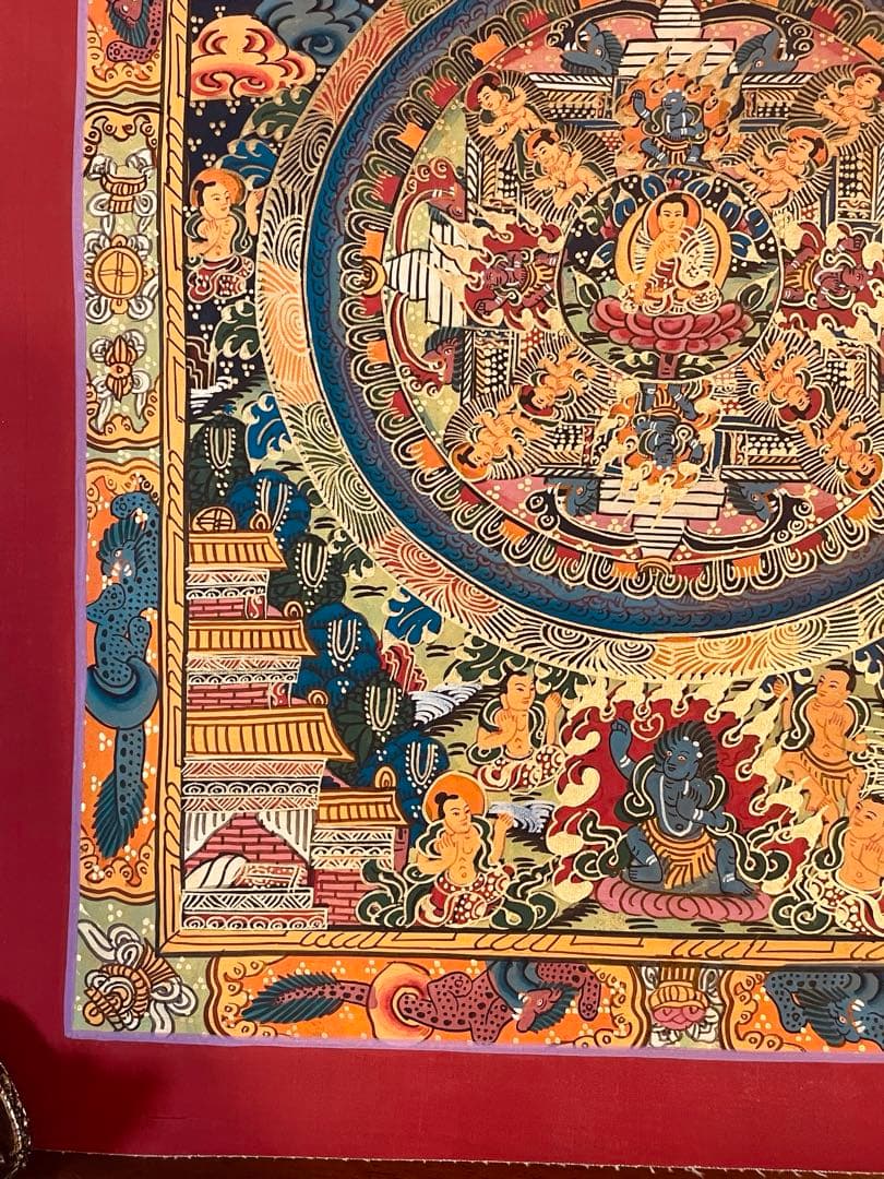 チベット密教 手描き曼荼羅（マンダラ）タンカ【新品・一点物】肉筆画 11