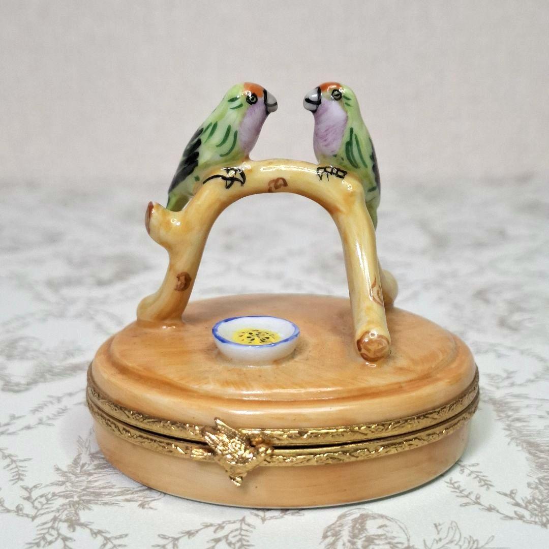 ★なかよし★ リモージュボックス インコ 鳥 夫婦 恋人