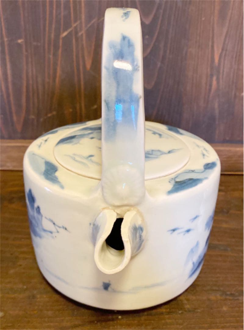 177 美品‼︎ 骨董　古伊万里　山水染付　陶器銚子　水注　お茶道具　アンティーク