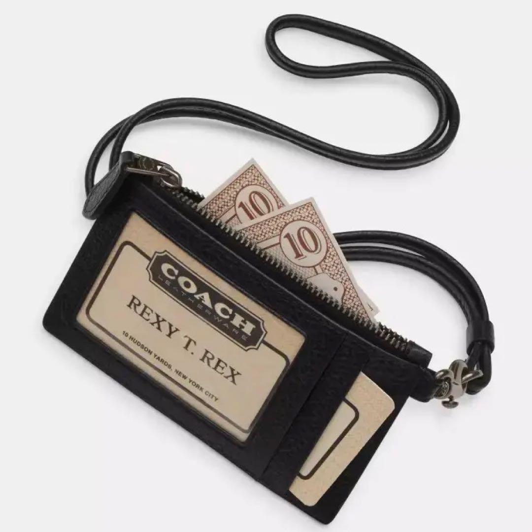 COACH コーチ　ネックストラップ付き　カードケース　パスケース　小銭入れ財布