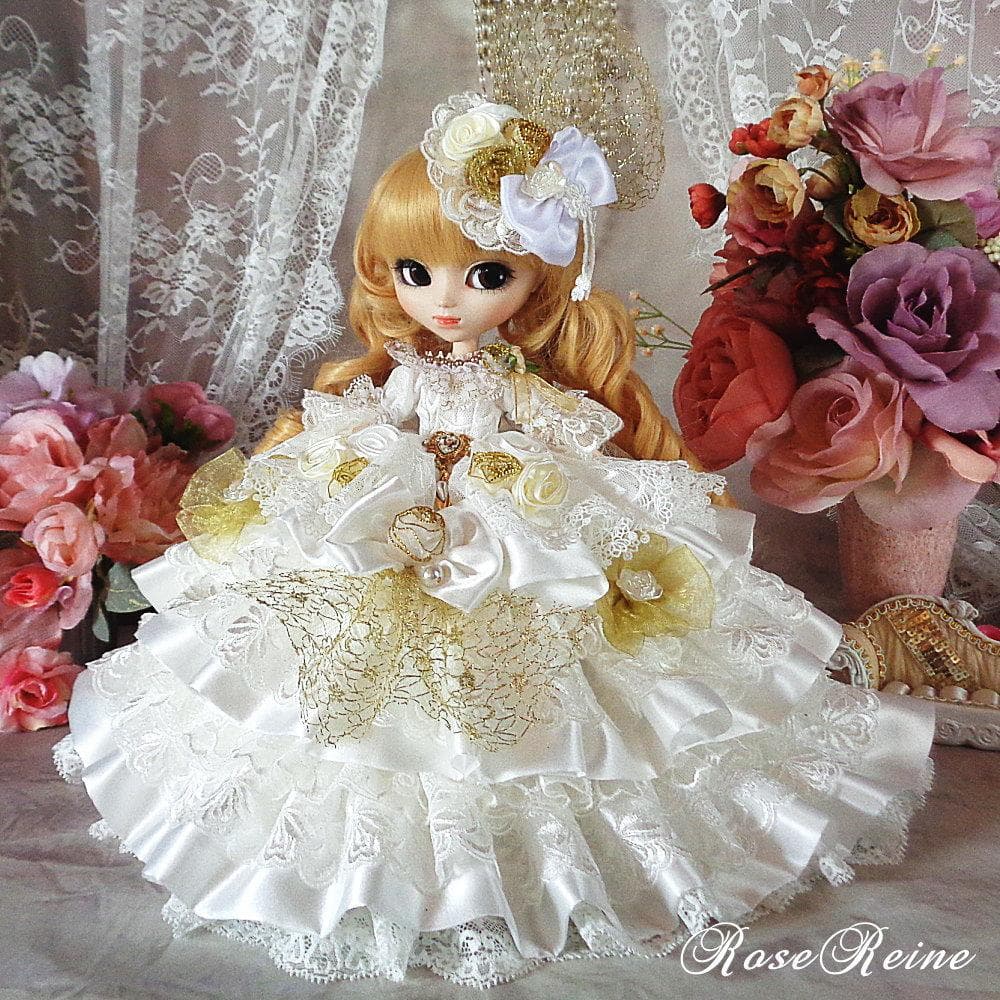 XmasSale アンネローゼ王妃 艶めくパールホワイトの豪華プリンセスドレス