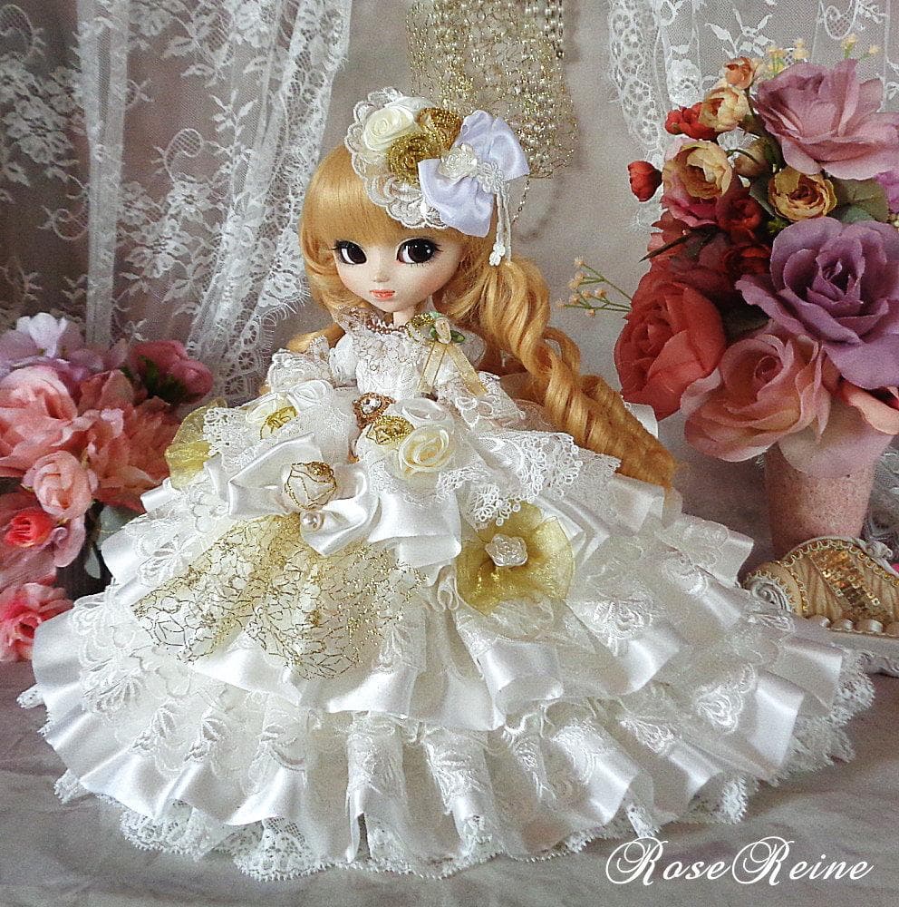 XmasSale アンネローゼ王妃 艶めくパールホワイトの豪華プリンセスドレス