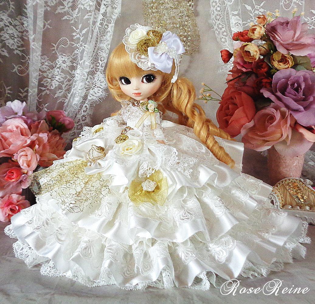 XmasSale アンネローゼ王妃 艶めくパールホワイトの豪華プリンセスドレス