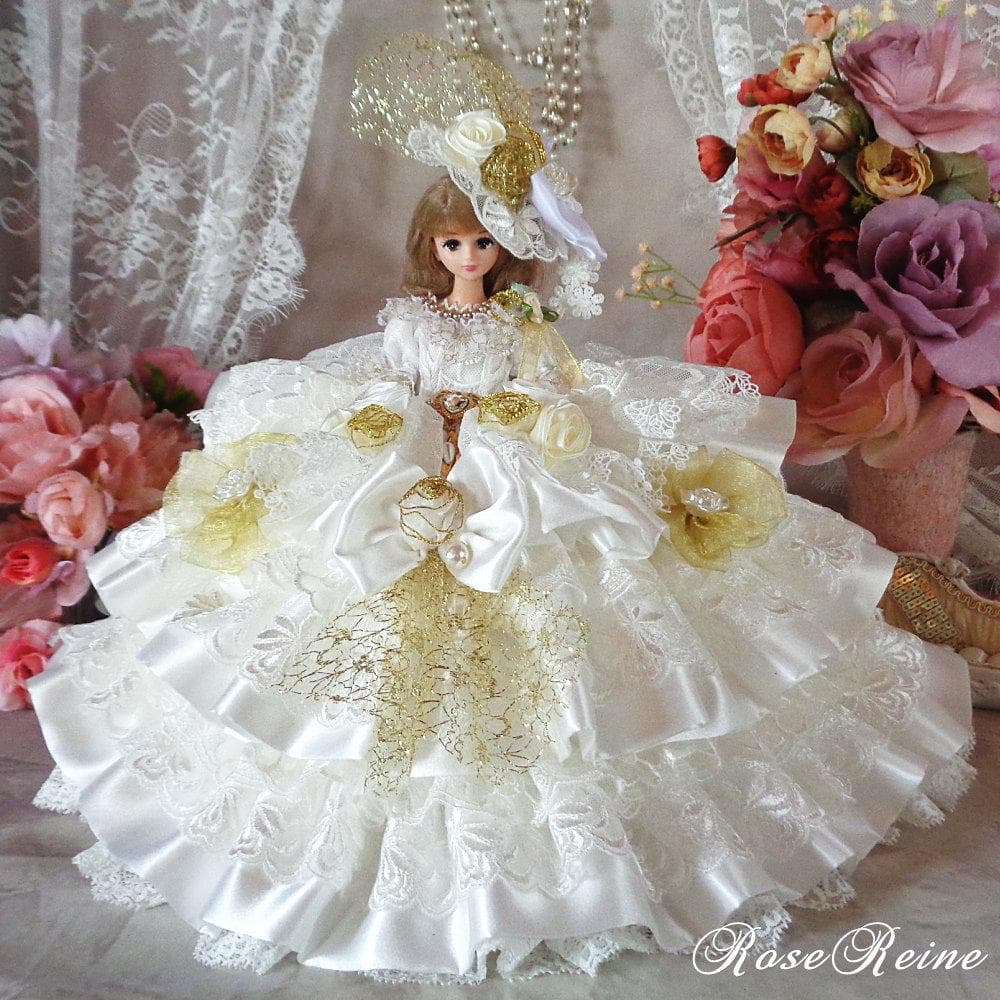 XmasSale アンネローゼ王妃 艶めくパールホワイトの豪華プリンセスドレス