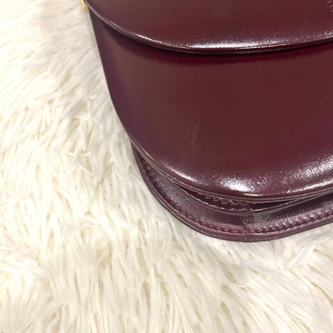 モラビト ワンショルダーバッグ レザー ボルドー ハンドバッグ ゴールド金具