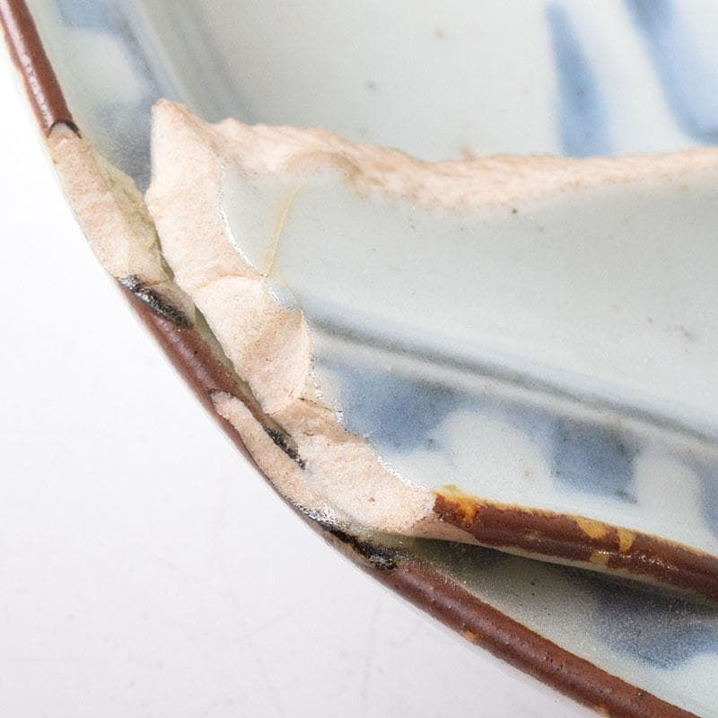 hn　初期伊万里　発掘陶片　参考品　染付山水文皿　M　R8319