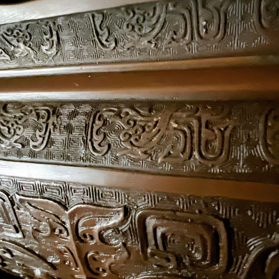 蔵出し　中国古玩 唐物 唐銅 饕餮紋耳付火鉢 古美術品 伝統工芸品