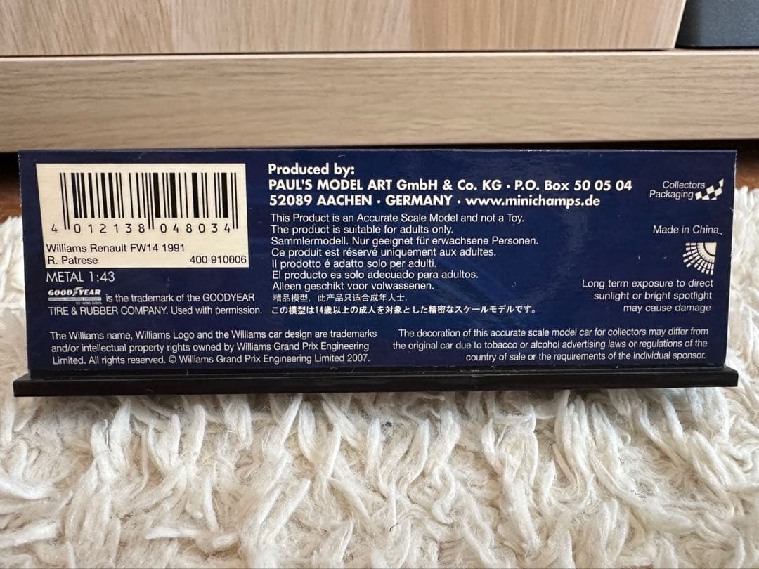 1/43 MINICHAMPS ウィリアムズ FW14 パトレーゼ 1991