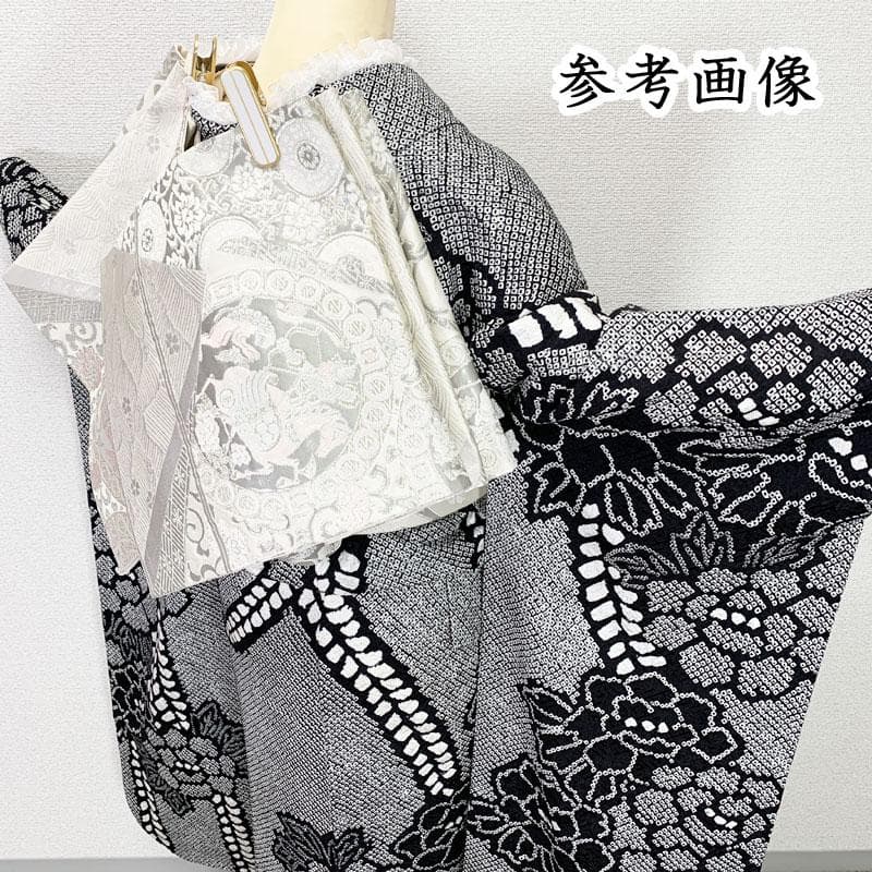 507z7☆きものやまと誂製 振袖 総絞り 古典柄牡丹 黒☆美品 成人式 結婚式