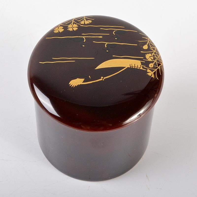 茶道具　塗師　千穂造　井伊大老好　撫子に鵜飼蒔絵　金林寺棗　共箱　V　R6487