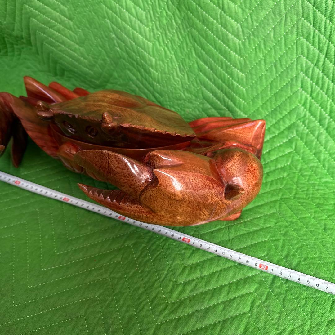 木彫り　蟹 カニ 隠し収納③