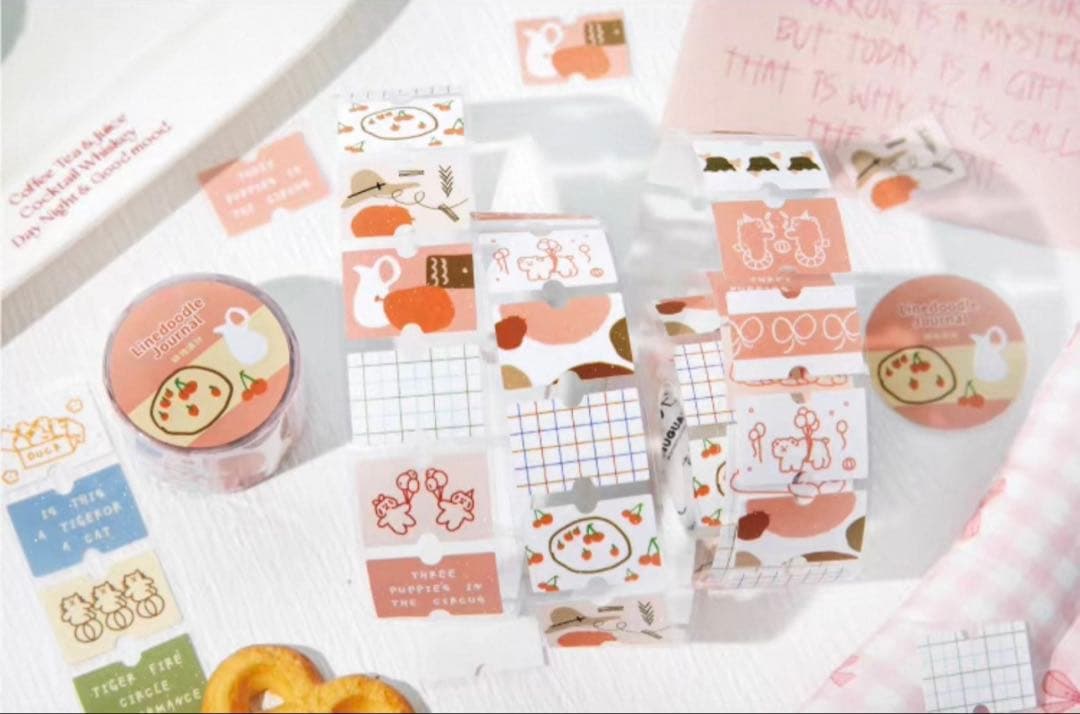 线条涂鸦日记 ラベラーシール 各3cm×2m 3点セット 日記